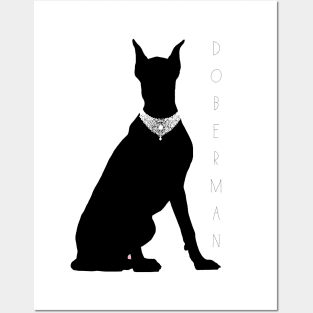 Doberman with a diamond necklace Posters and Art